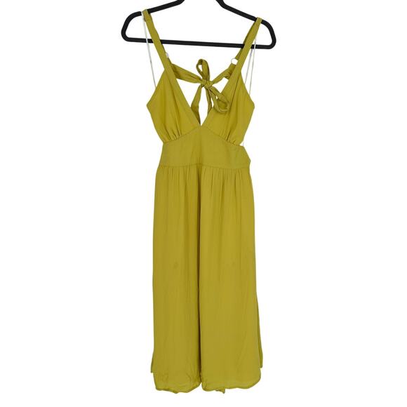 Lulus New! Green Tie-Back Midi Dress Pockets Sleeveless Vacay Beach Bohemian M - Picture 3 of 8